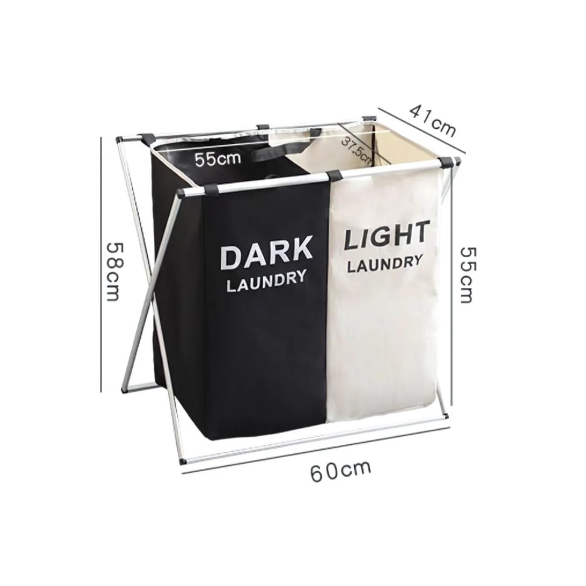 Cesto de ropa sucia WS-900-154 plegable blanco/negro 58x60x41 cm medidas