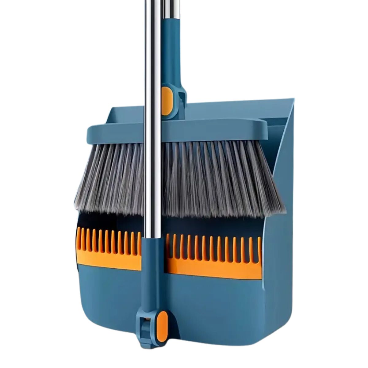 Escoba-y-recogedor-plegable-mango-rotativo-azul-naranja-