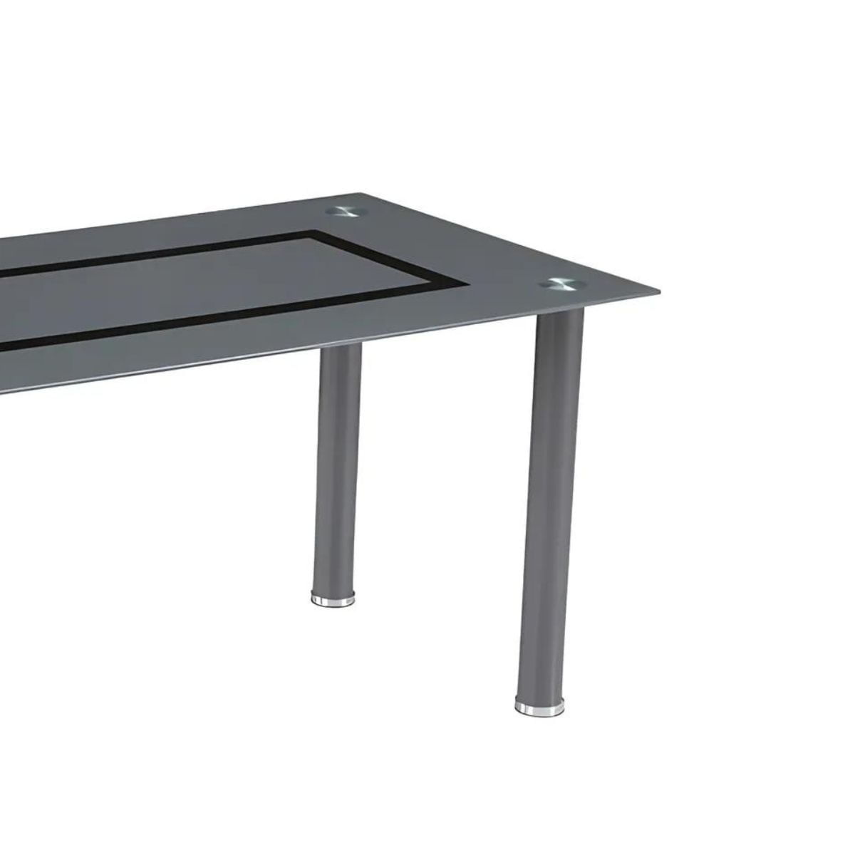 Mesa de cristal Axiss diseño fijo gris 76x140x80 cm detalle