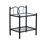 Mesita de noche Cynthia diseño forjado negro 60x46x46 cm lateral