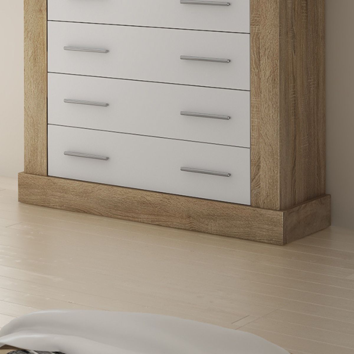 Cómoda Chellen 4 cajones cambria/blanco 90,8x91,5x39,6 cm detalle