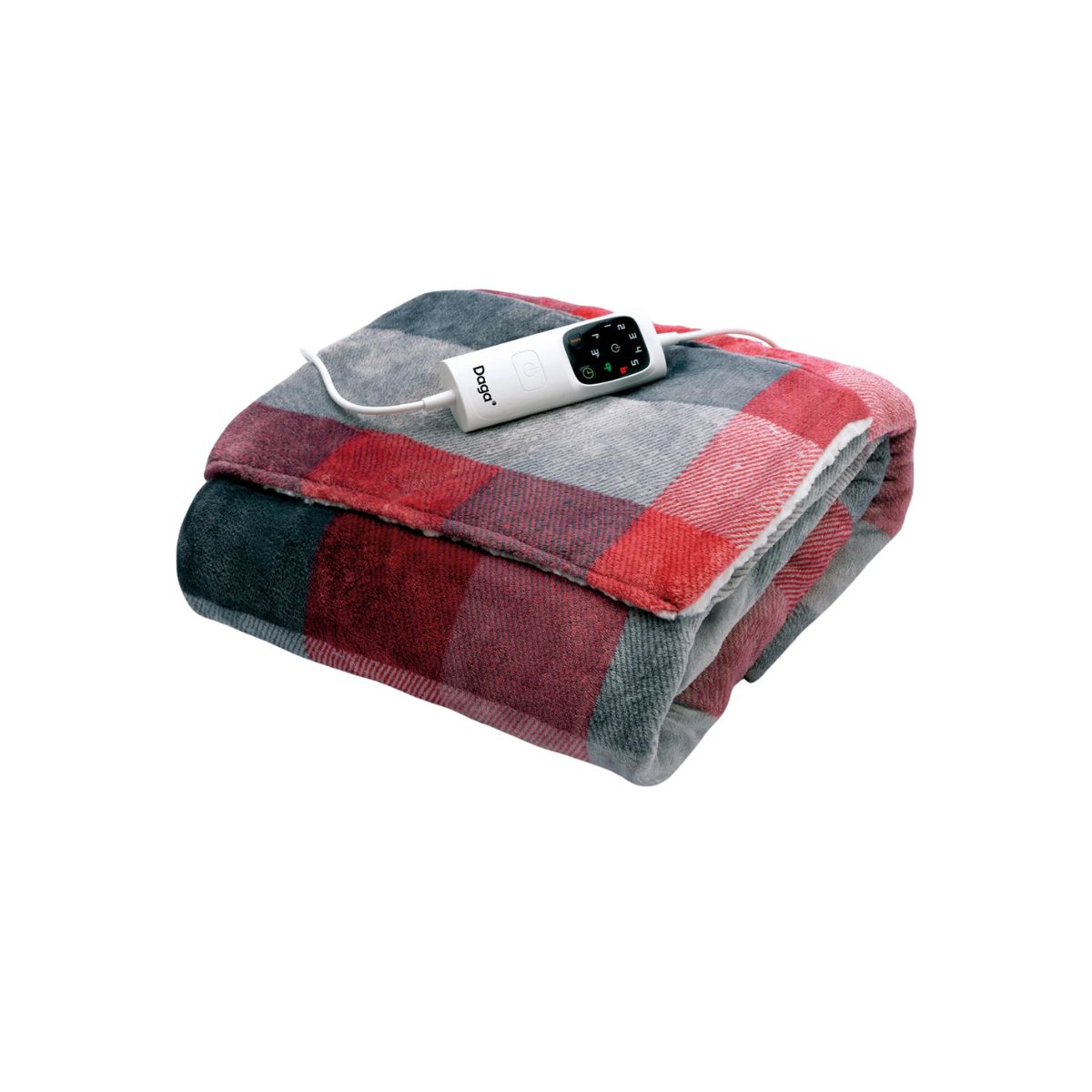 Manta eléctrica Daga Relax Suave Plus con bolsillos rojo 150x110 cm fondo blanco