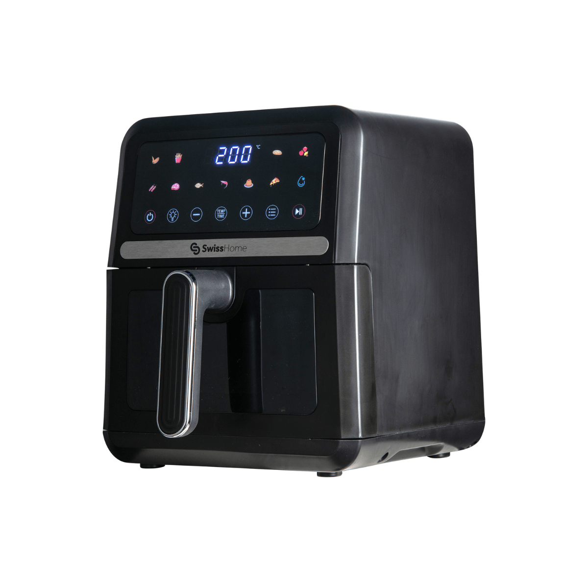 Freidora de aire SwissHome 1500W 4,85L 11 programas negro lateral