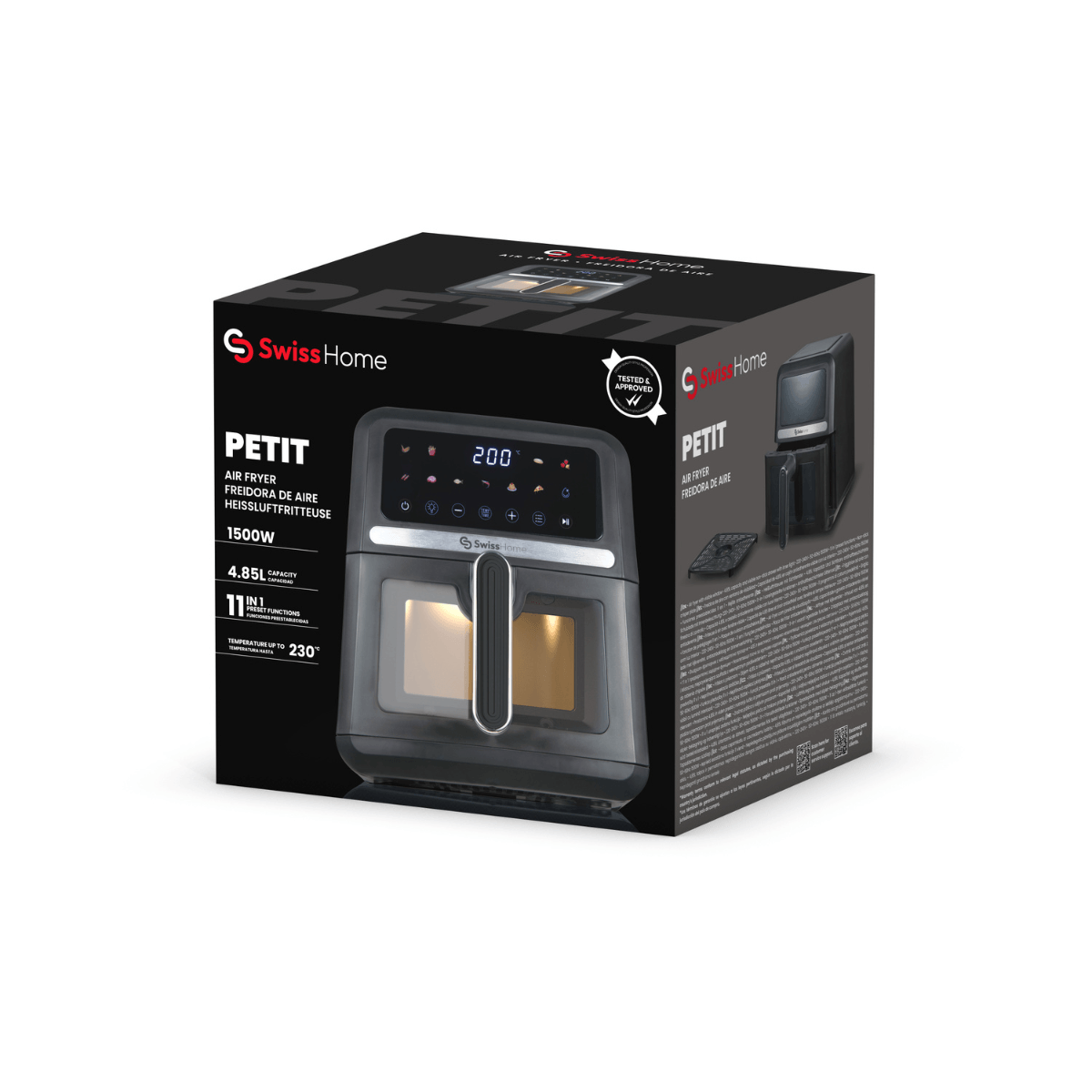 Freidora de aire SwissHome 1500W 4,85L 11 programas negro caja