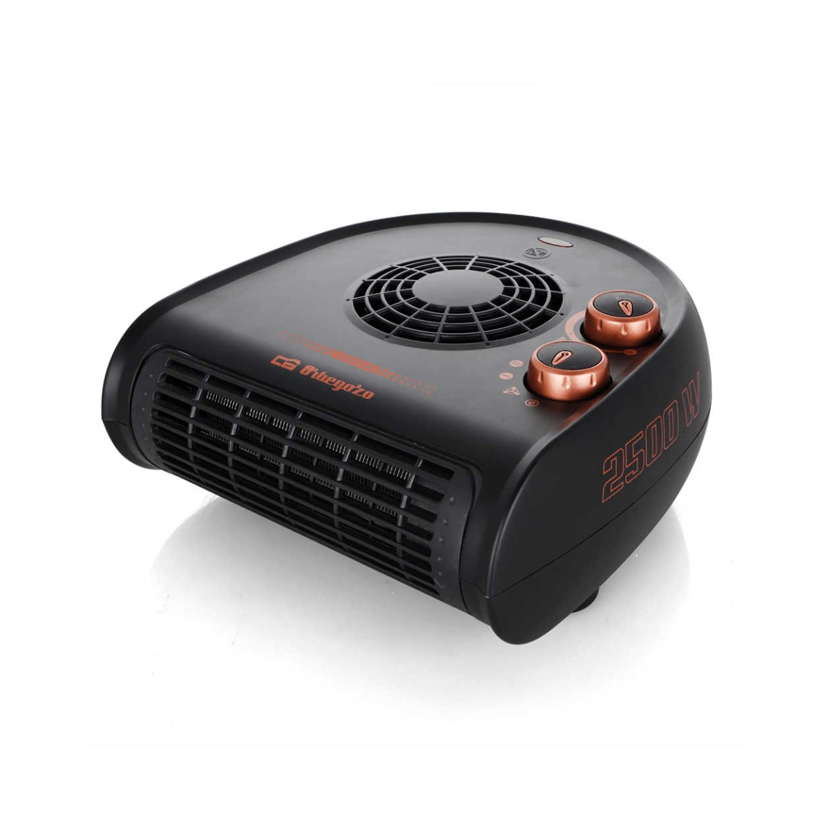 Calefactor de suelo Orbegozo FH5035 2500W 3 posiciones negro 13,5x26,5x27 cm fondo blanco