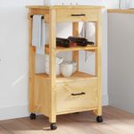 Carrito auxiliar Monza 2 cajones + 2 compartimentos madera de pino marrón 90x48x40 cm animada