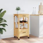 Carrito auxiliar Monza 2 cajones + 2 compartimentos madera de pino marrón 90x48x40 cm fondo animado