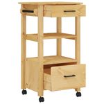 Carrito auxiliar Monza 2 cajones + 2 compartimentos madera de pino marrón 90x48x40 cm cajones