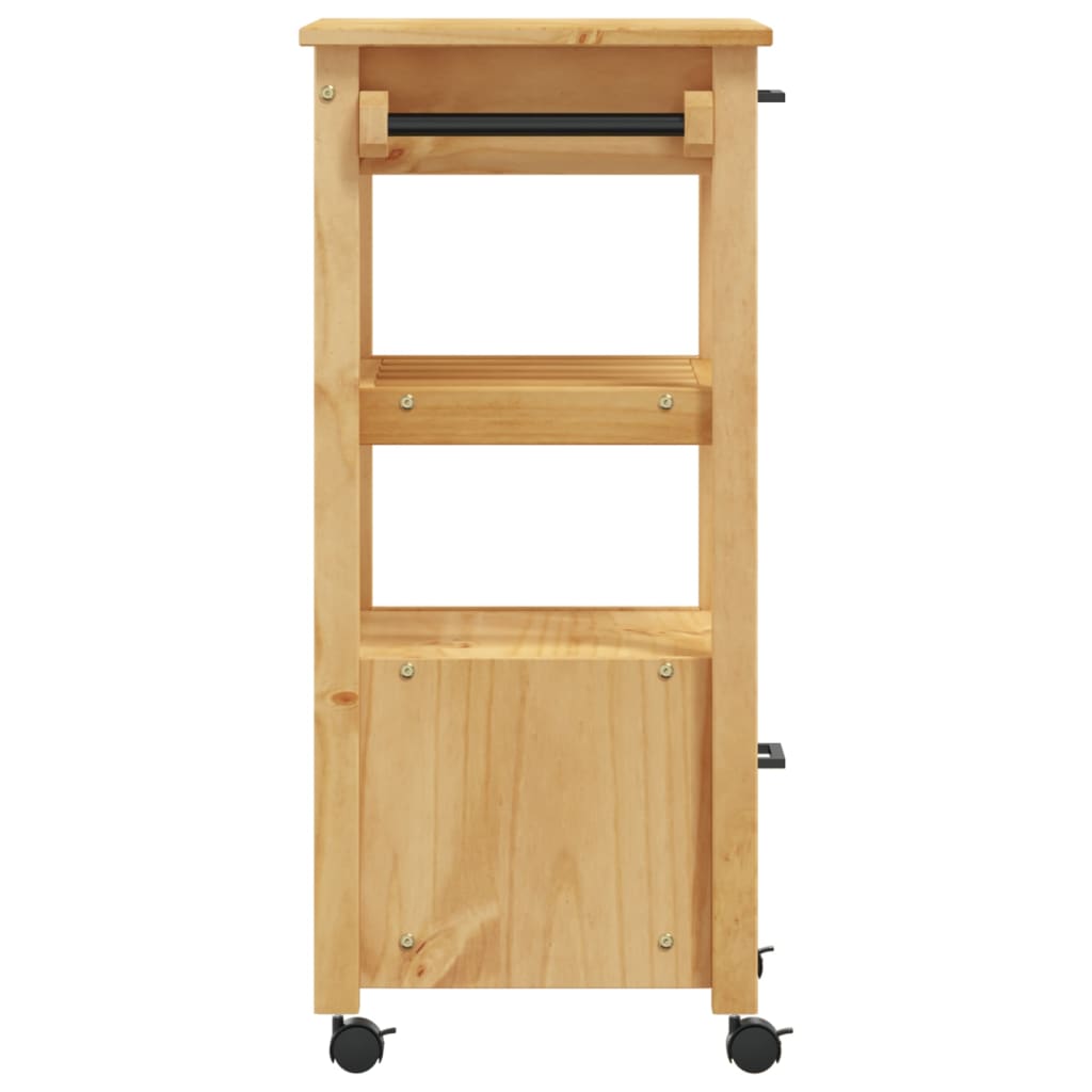 Carrito auxiliar Monza 2 cajones + 2 compartimentos madera de pino marrón 90x48x40 cm perfil