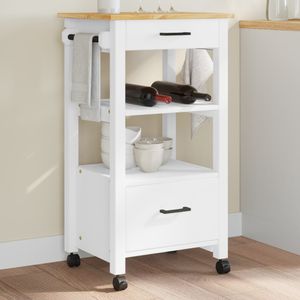 Carrito auxiliar Monza 2 cajones + 2 compartimentos madera de pino 90x48x40 cm