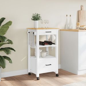 Carrito auxiliar Monza 2 cajones + 2 compartimentos madera de pino 90x48x40 cm