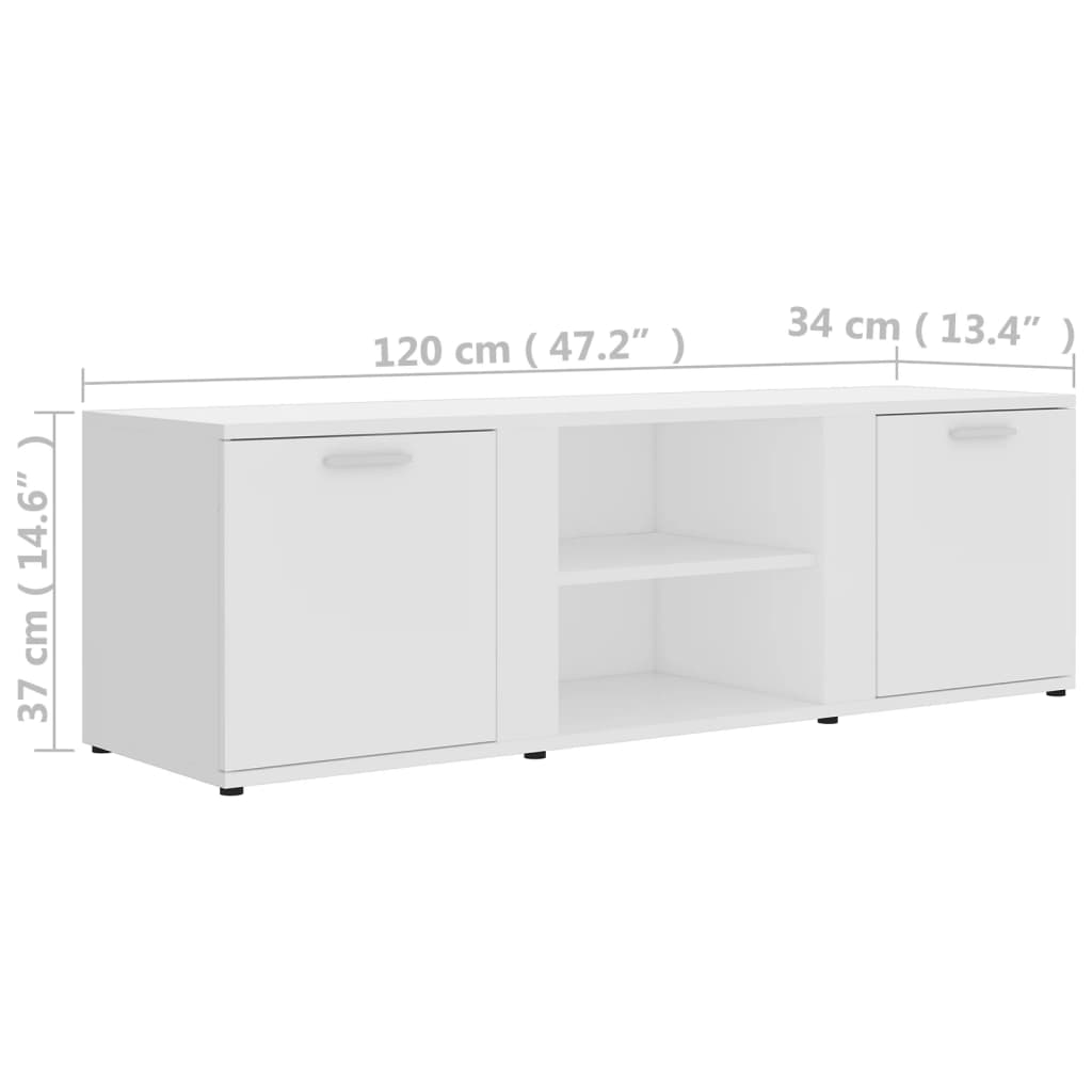 Mueble de TV Lima 2 puertas + 2 compartimentos blanco 37x120x34 cm