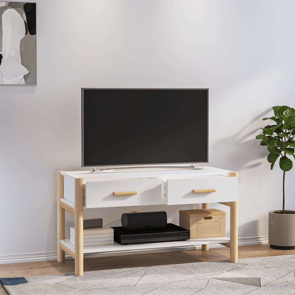 Mueble para TV Mila 2 cajones + estante inferior blanco 45x82x38 cm
