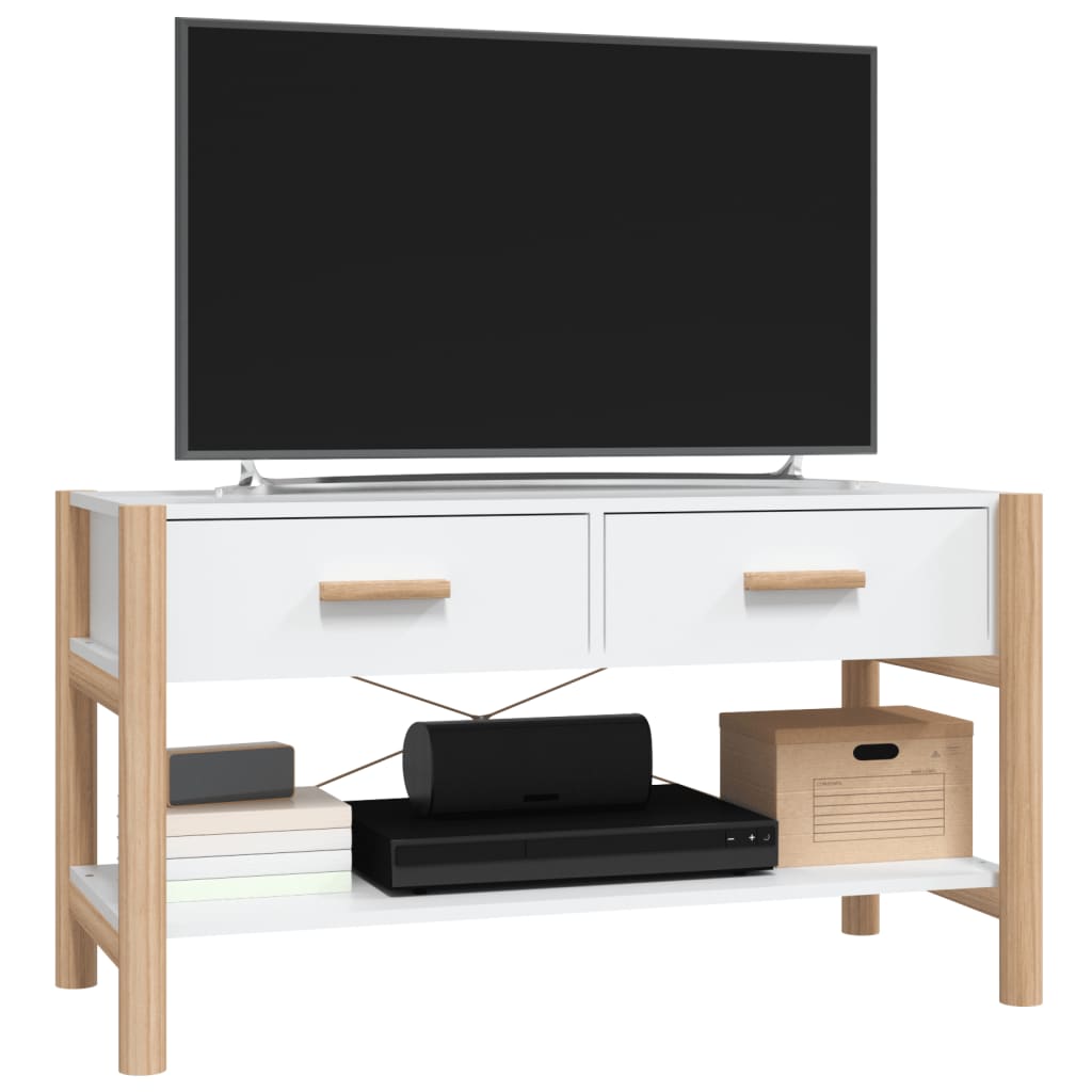 Mueble para TV Mila 2 cajones + estante inferior blanco 45x82x38 cm