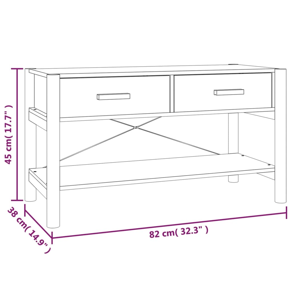 Mueble para TV Mila 2 cajones + estante inferior blanco 45x82x38 cm medidas