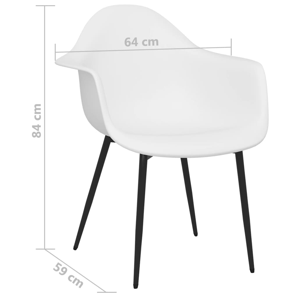 Pack de 2 sillas Sam con reposabrazos blanco 84x64x59 cm medidas