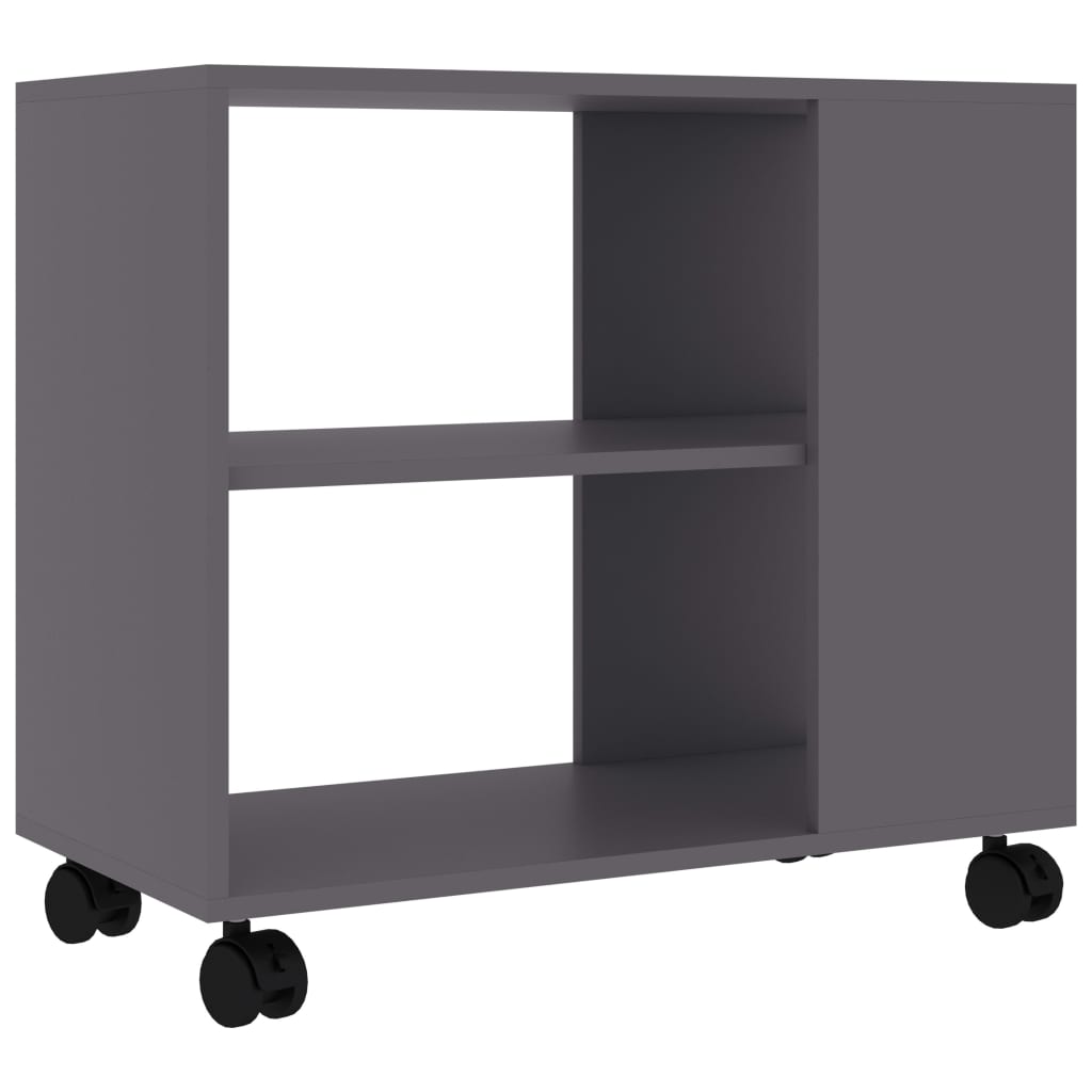 Mesa auxiliar Thina 2 compartimentos con ruedas gris 55x70x35 cm fondo blanco