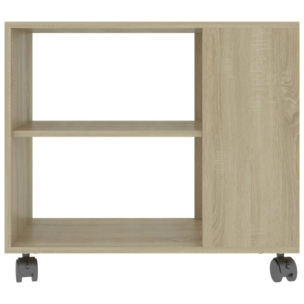 Mesa auxiliar Thina 2 compartimentos con ruedas roble claro 55x70x35 cm perfil
