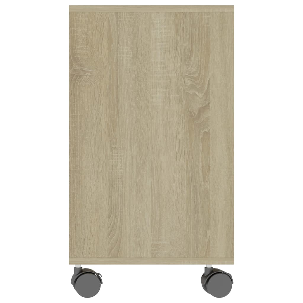 Mesa auxiliar Thina 2 compartimentos con ruedas roble claro 55x70x35 cm