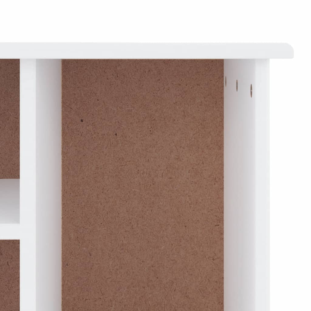 Banco zapatero Hiedra 6 compartimentos madera de pino blanco 45x100x35 cm detalle