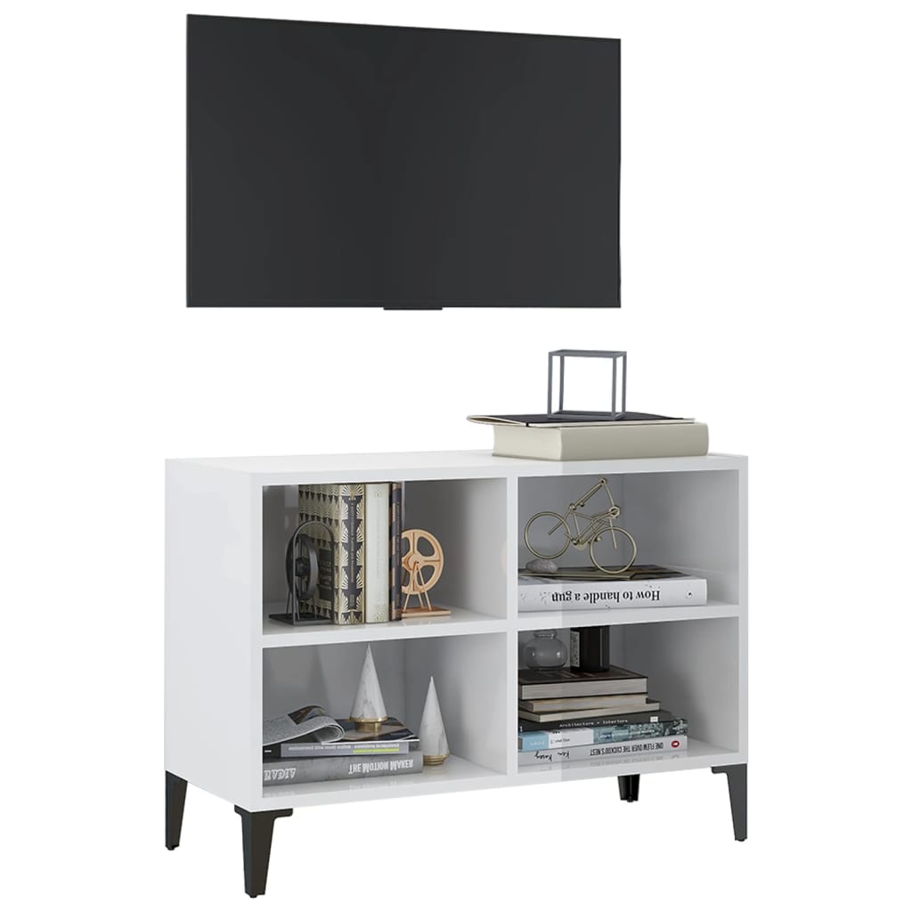 Mueble de TV Martha 4 compartimentos blanco brillo 50x69,5x30 cm