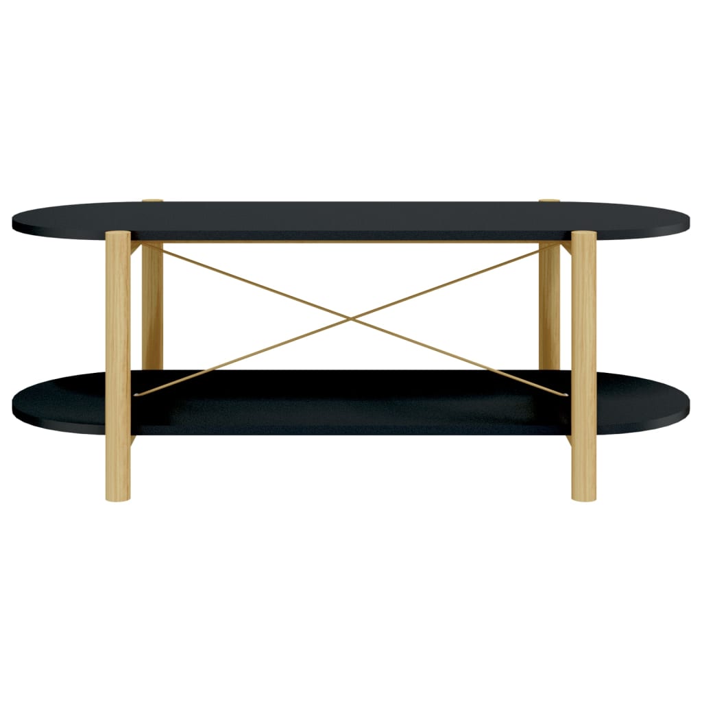 Mesa de centro Timón 2 niveles negro/natural 40x110x48 cm