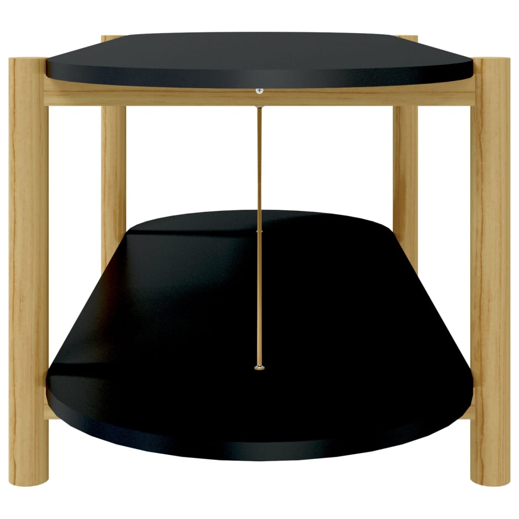 Mesa de centro Timón 2 niveles negro/natural 40x110x48 cm