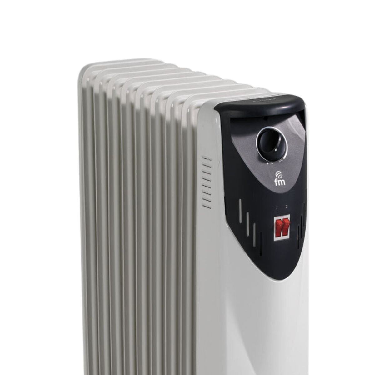 Radiador de aceite FM RW20 2000W 9 elementos 3 potencias blanco detalle control