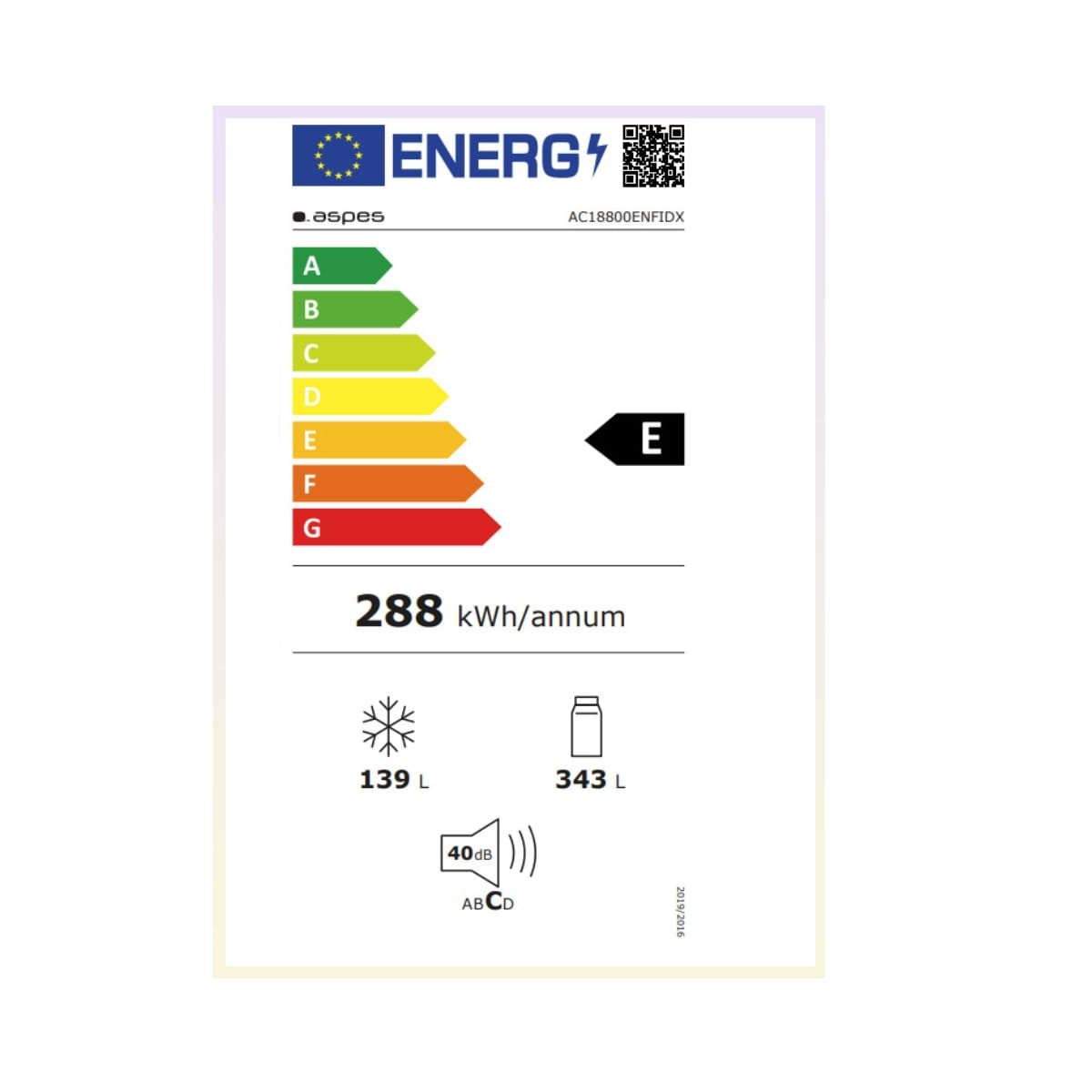 Frigorífico combinado Aspes AC18800ENFIDX No Frost 482L E inox 179 cm