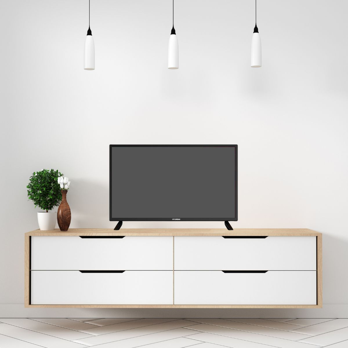 Televisor Smart TV Hyundai HTV2400A 720 HD 24” negro ambientada