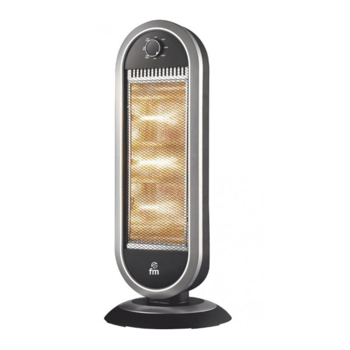 Estufa halógena FM H-30 1200W oscilante negro/gris