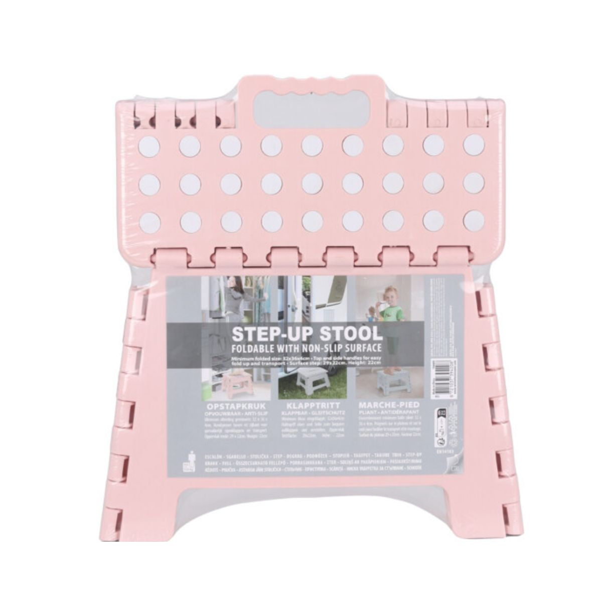 Banqueta diseño plegable con asa rosa plegable