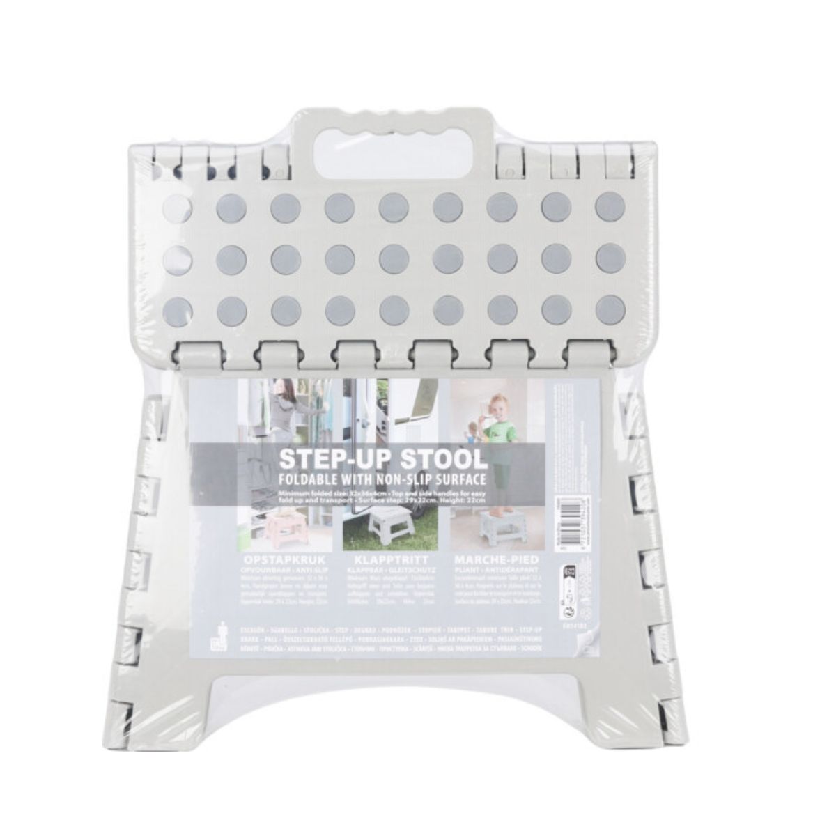 Banqueta diseño plegable con asa gris plegable