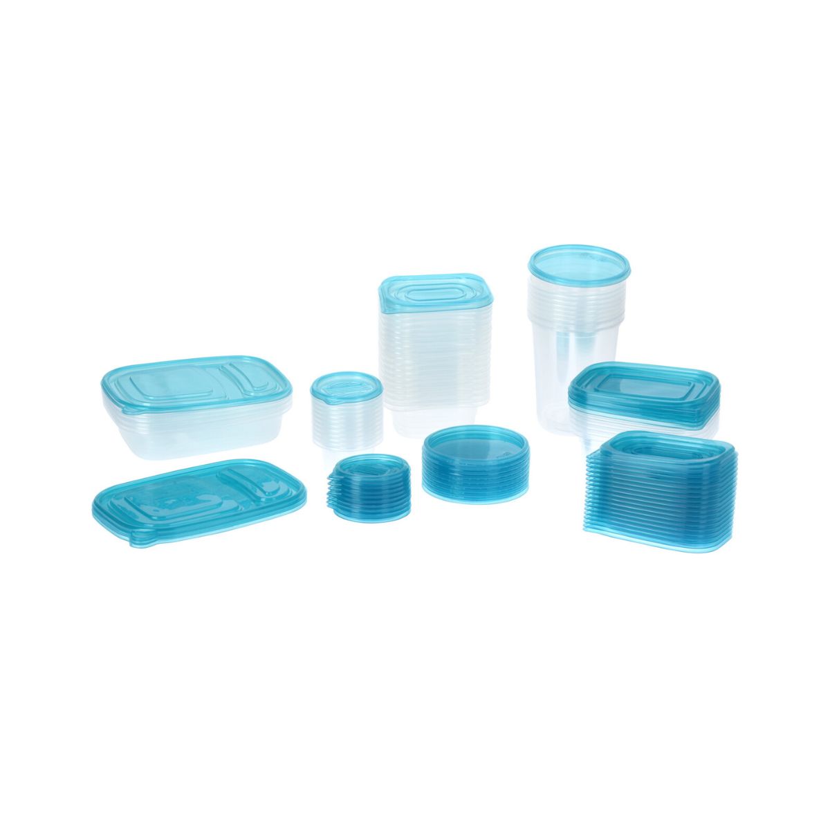 Caja de almacenamiento 50 tuppers con tapa azul