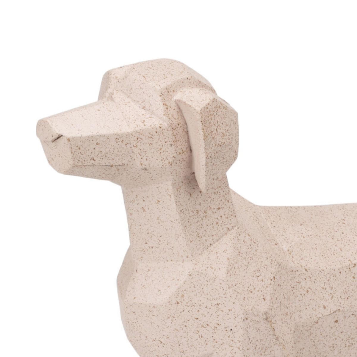 Figura decorativa forma de perro salchicha beige 14x21,2x5,5 cm detalle