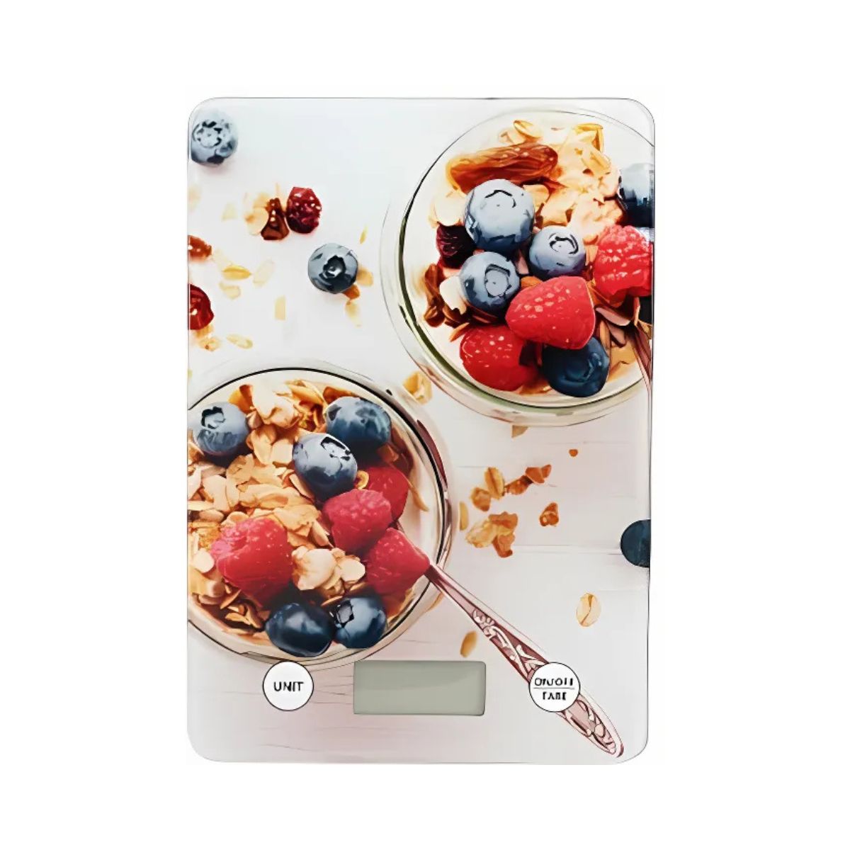 Báscula de cocina digital 5kg vidrio templado blanco fondo blanco