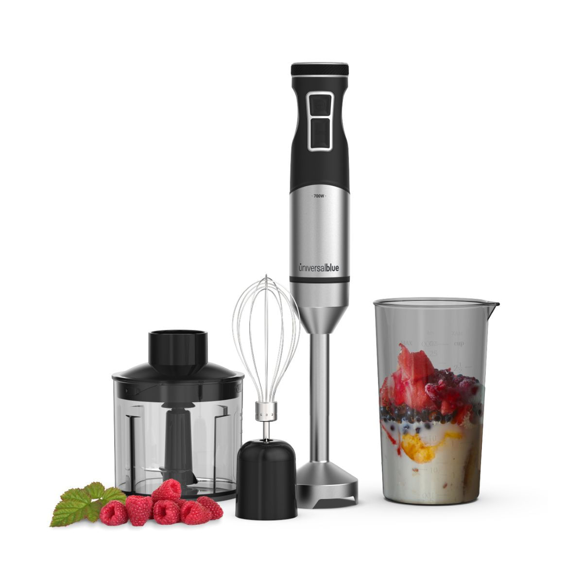 Batidora de mano Universal Blue Twisty Total 7070X 1000W con accesorios negro/inox accesorios