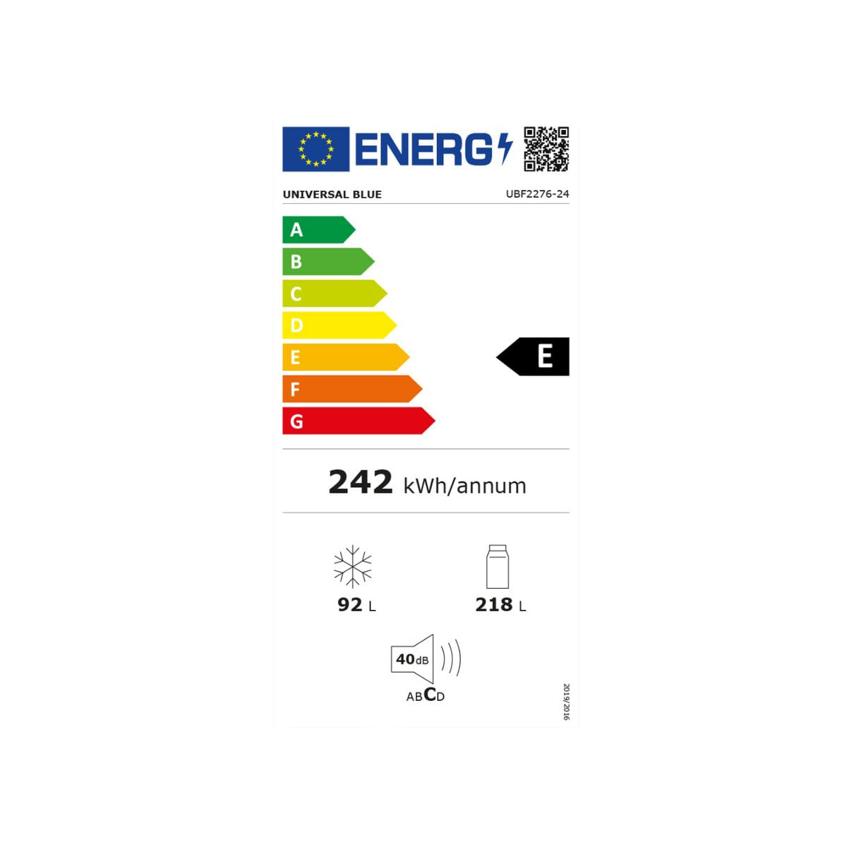 Frigorífico combi Universal Blue Erie 7076X No Frost 310L E inox 185 cm eficiencia