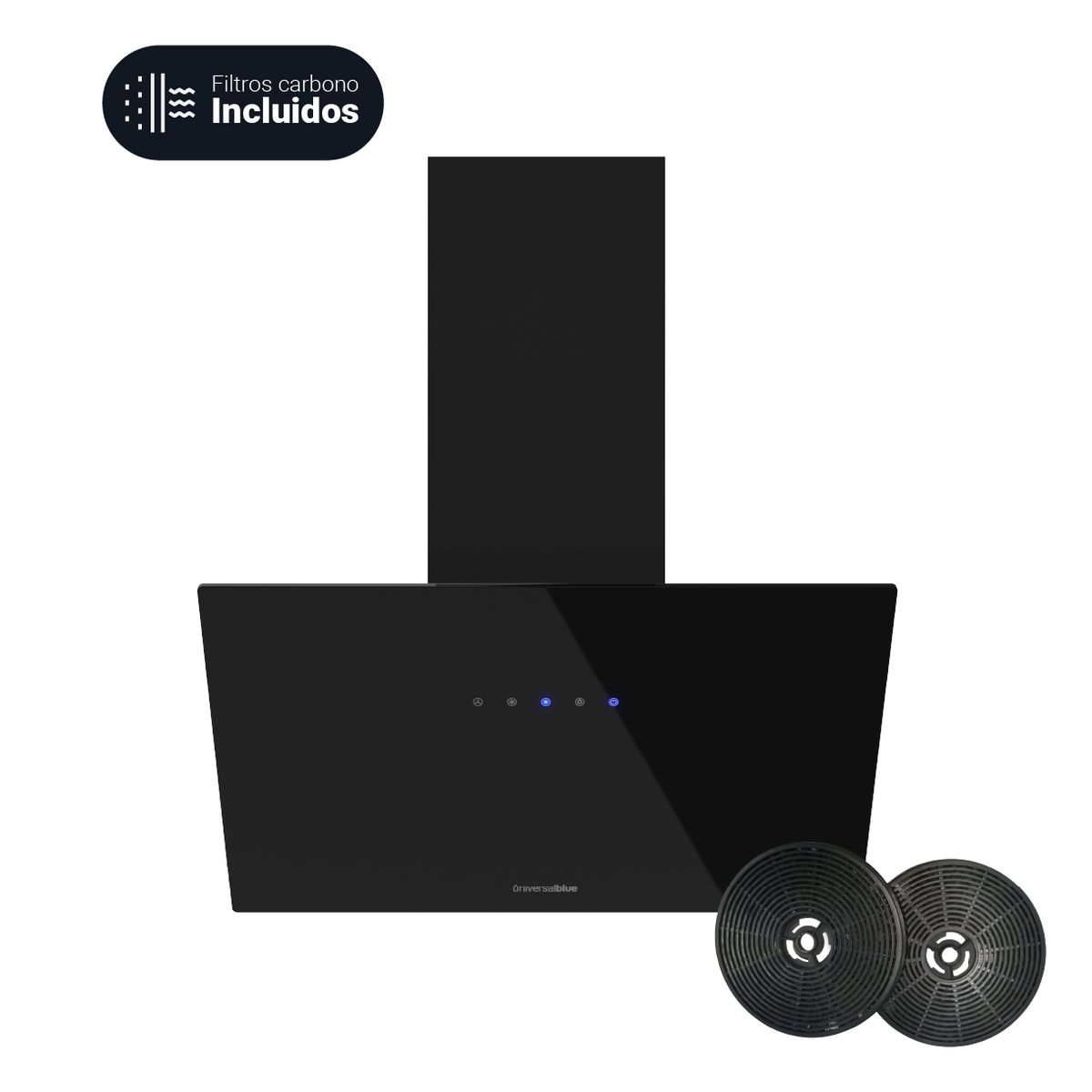 Campana inclinada Universal Blue Elbrús 7090 65W 450m3/h A+ 90 cm