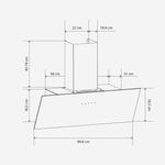 Campana inclinada Universal Blue Elbrús 7090 65W 450m3/h A+ 90 cm