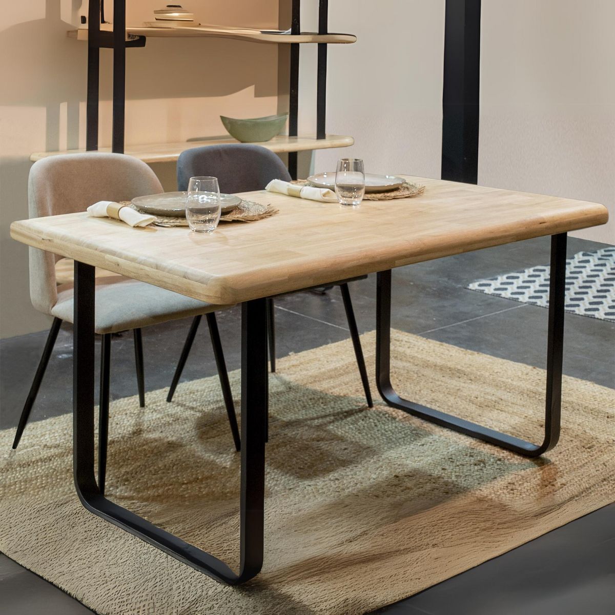 Mesa de comedor Smooth diseño fijo nordish/negro 76x140x80 cm fondo animado