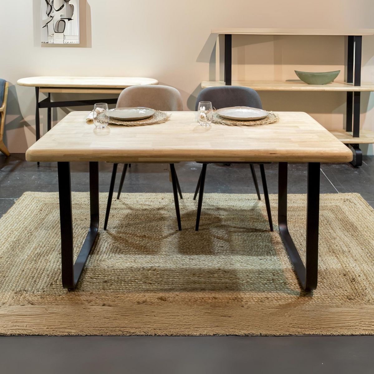 Mesa de comedor Smooth diseño fijo nordish/negro 76x140x80 cm animada