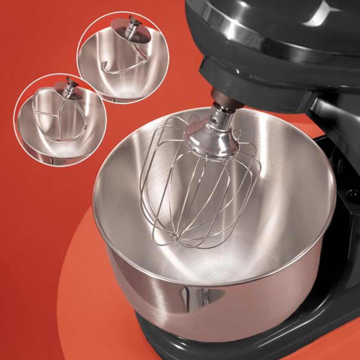 Batidora amasadora Cecotec Cecomixer 5L 1200 con accesorios negro/inox