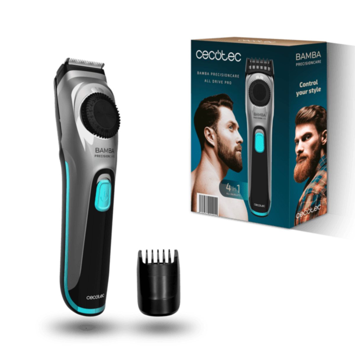 Afeitadora Cecotec Bamba PrecisionCare AllDrive Pro 600 mAh dial ajustable gris/azul