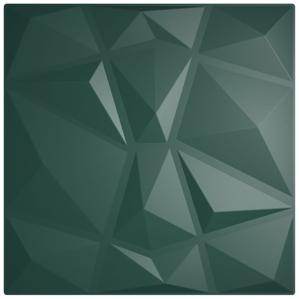 Pack de 24 paneles de pared Geo diseño diamante 6 m² verde 50x50 cm textura