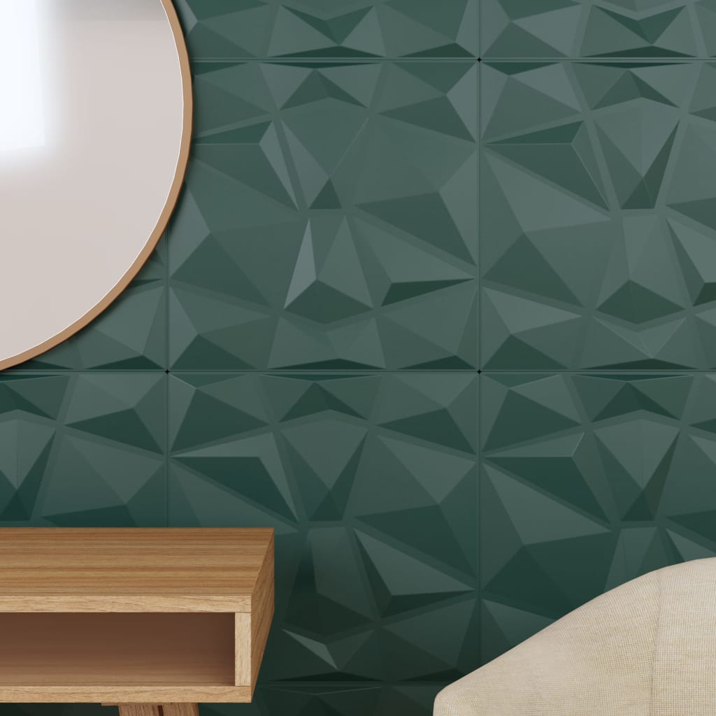 Pack de 24 paneles de pared Geo diseño diamante 6 m² verde 50x50 cm  detalle