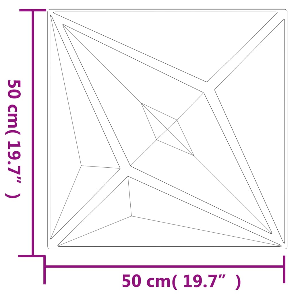 Pack de 24 paneles de pared Star diseño estrella 6 m² blanco 50x50 cm medidas