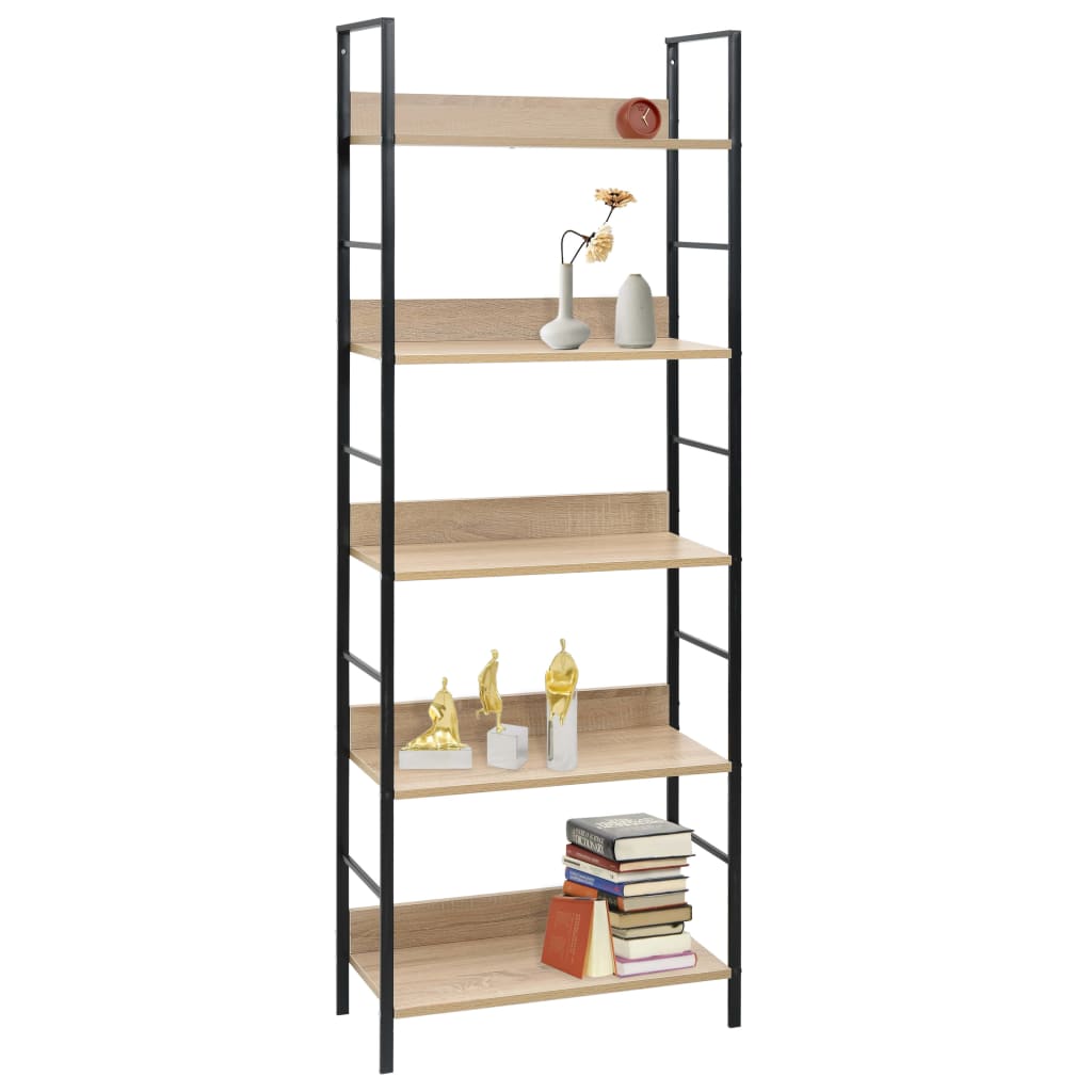 Estantería Wild 5 niveles roble/negro 158,5x60x27,6 cm fondo blanco