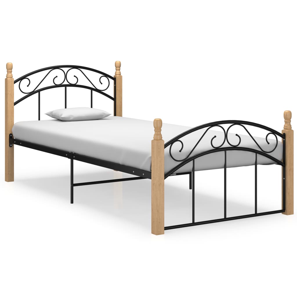Estructura de cama Elegance de madera maciza roble 90x200 cm