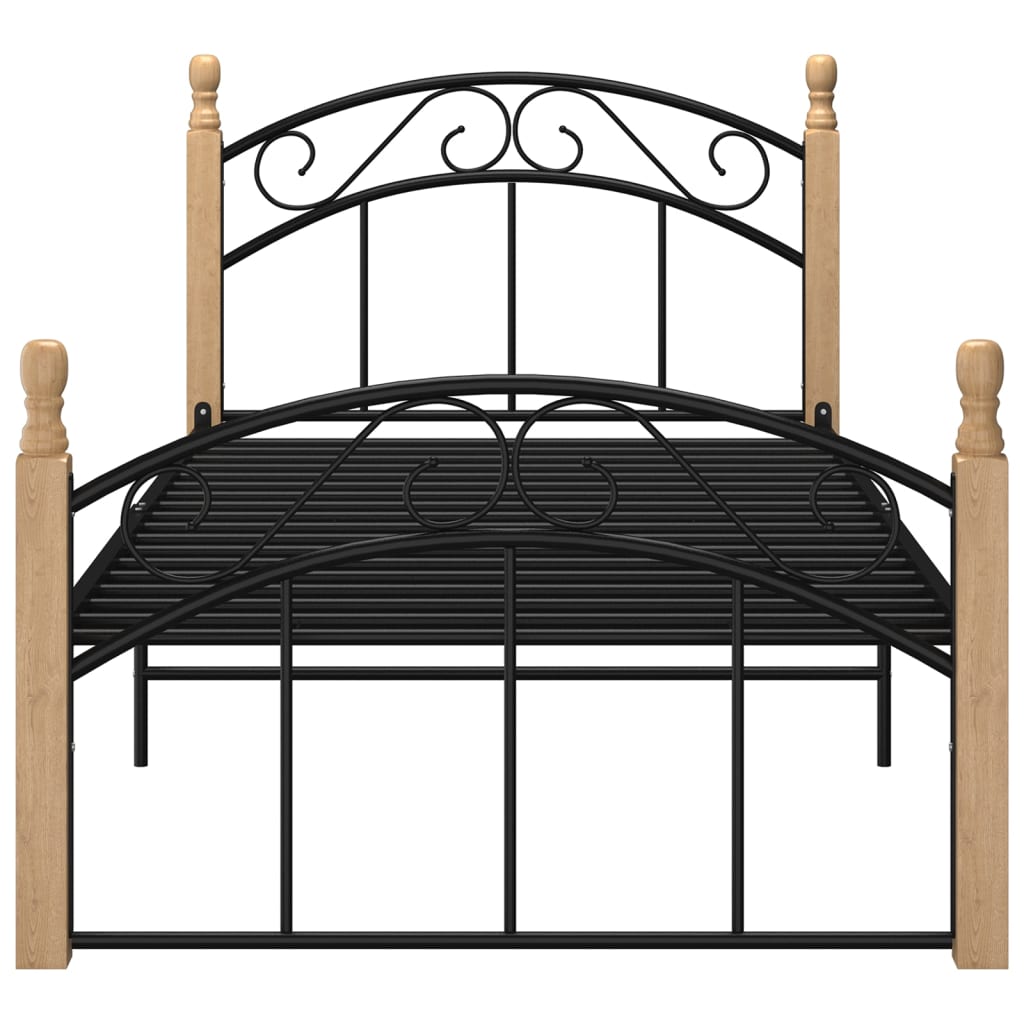 Estructura de cama Elegance de madera maciza roble 90x200 cm frontal
